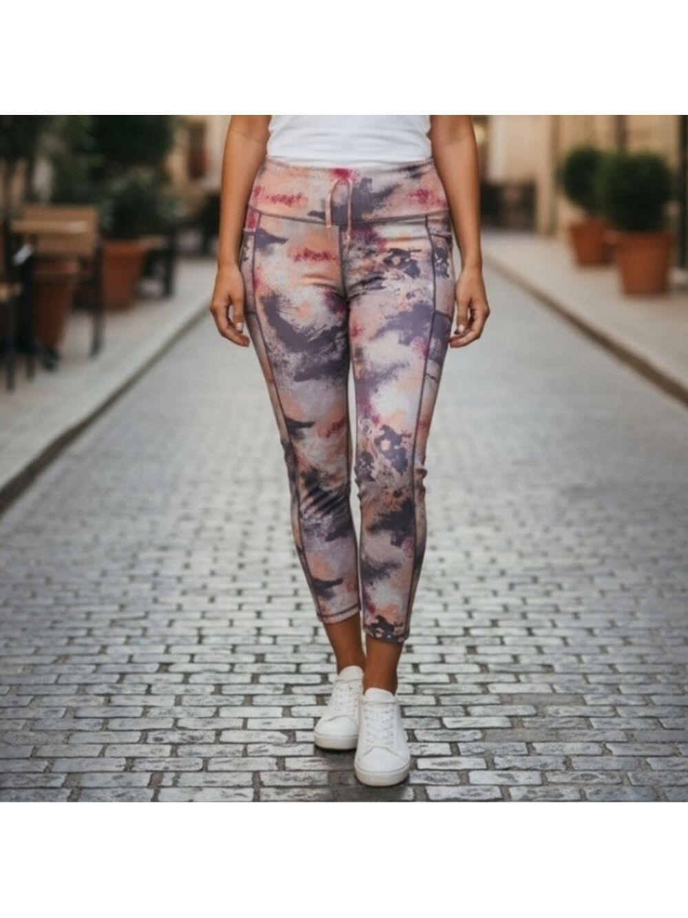 Reebok Ankle Leggings Large Splatter Print #YLEG11
